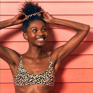 Aerie Leopard Scoop Bikini Top NWOT